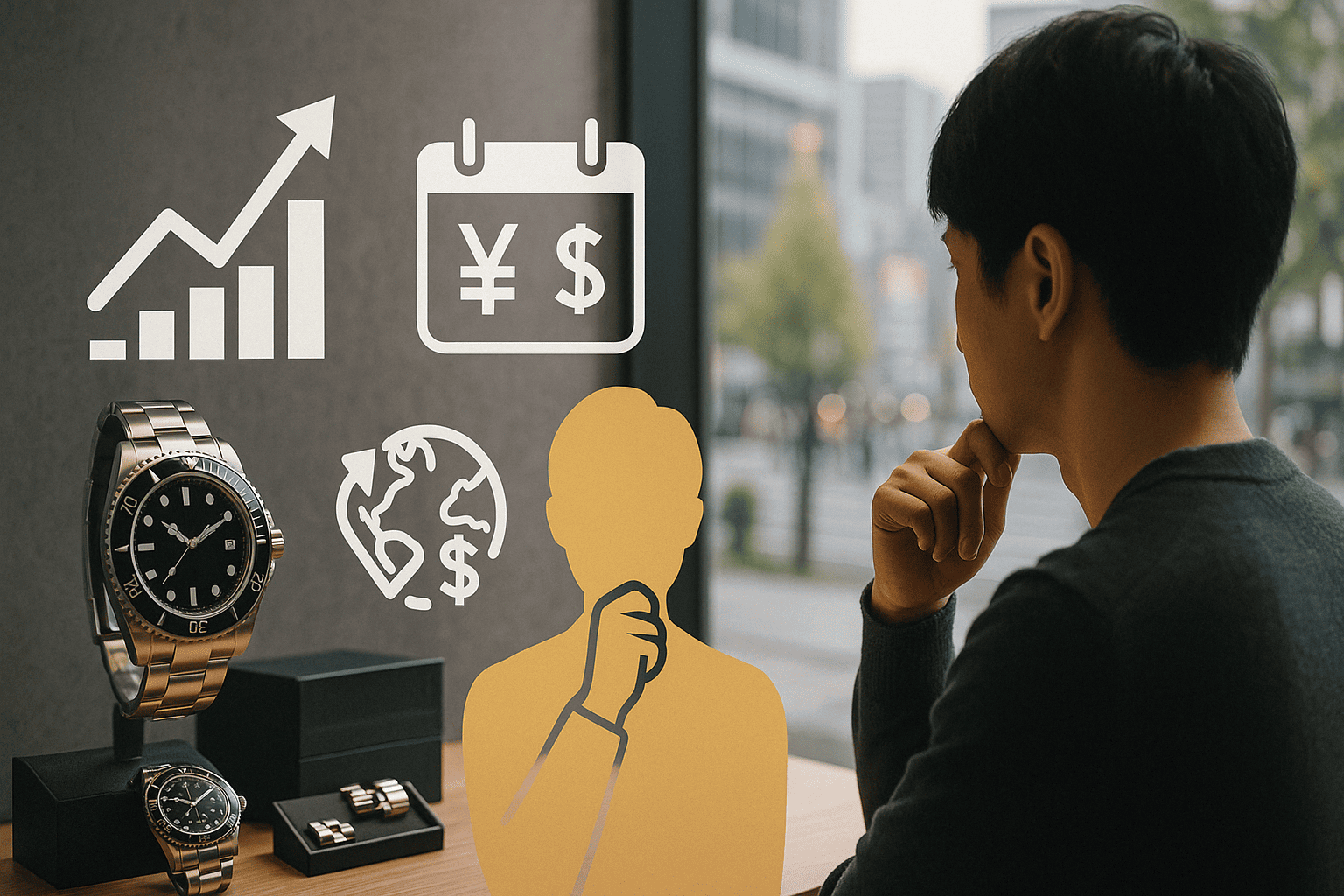 時計を高く売るタイミングを見極めるイメージ