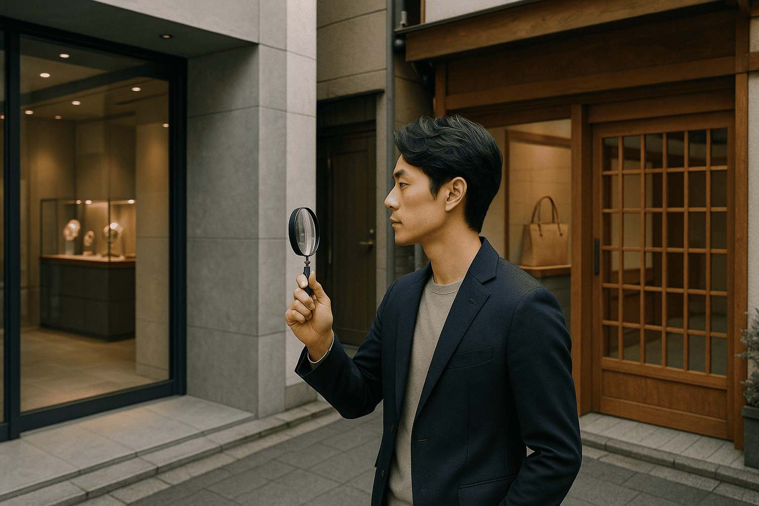 ブランド品の査定風景