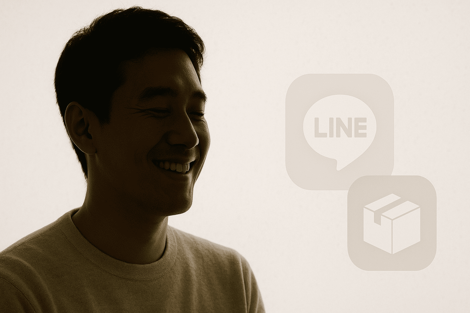LINE査定と宅配買取のアイコンが並び、満足した表情の顧客のシルエットが描かれているイメージ