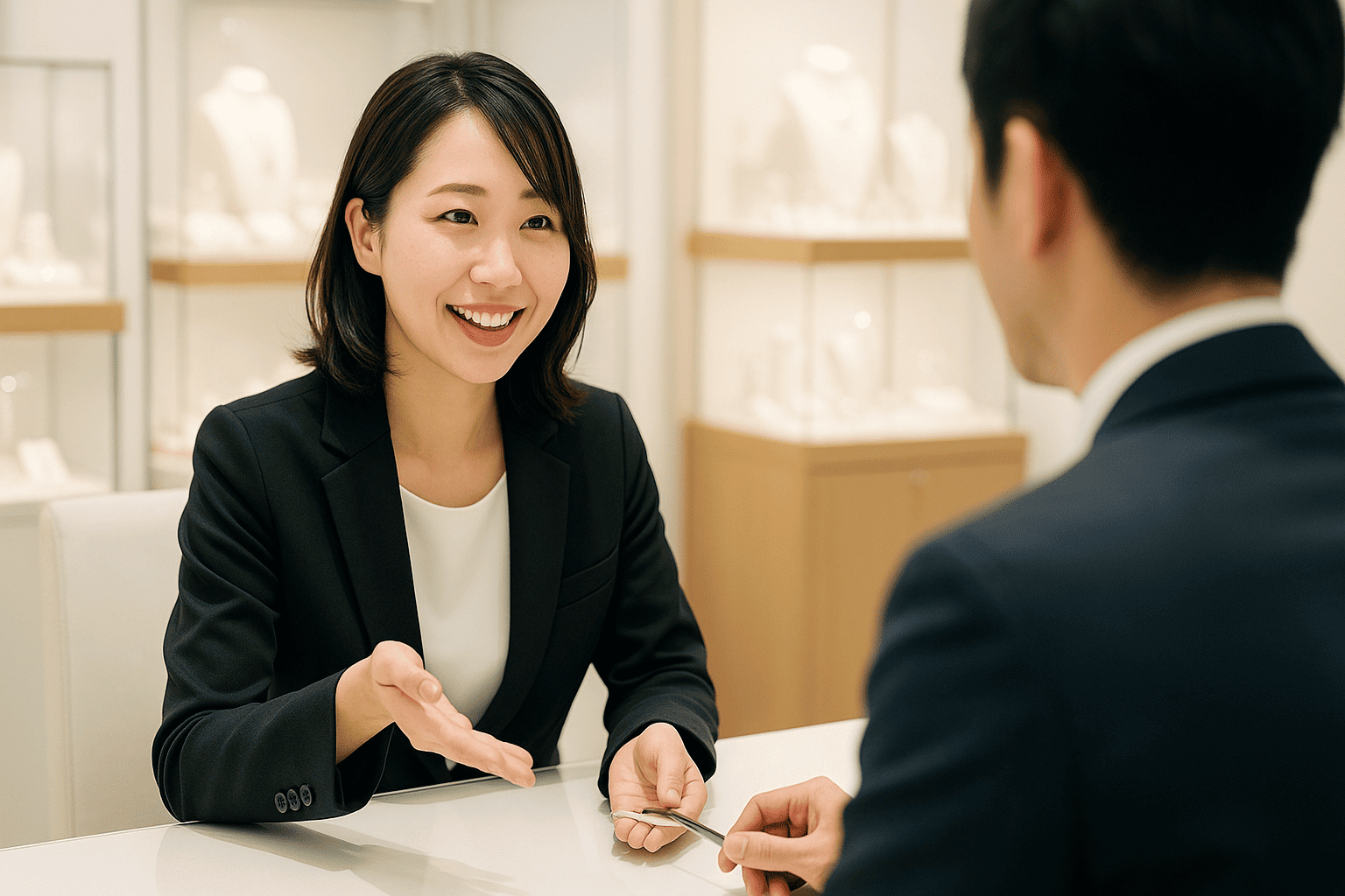 ウォッチニアン買取専門店の店舗内観と親切なスタッフのイメージ