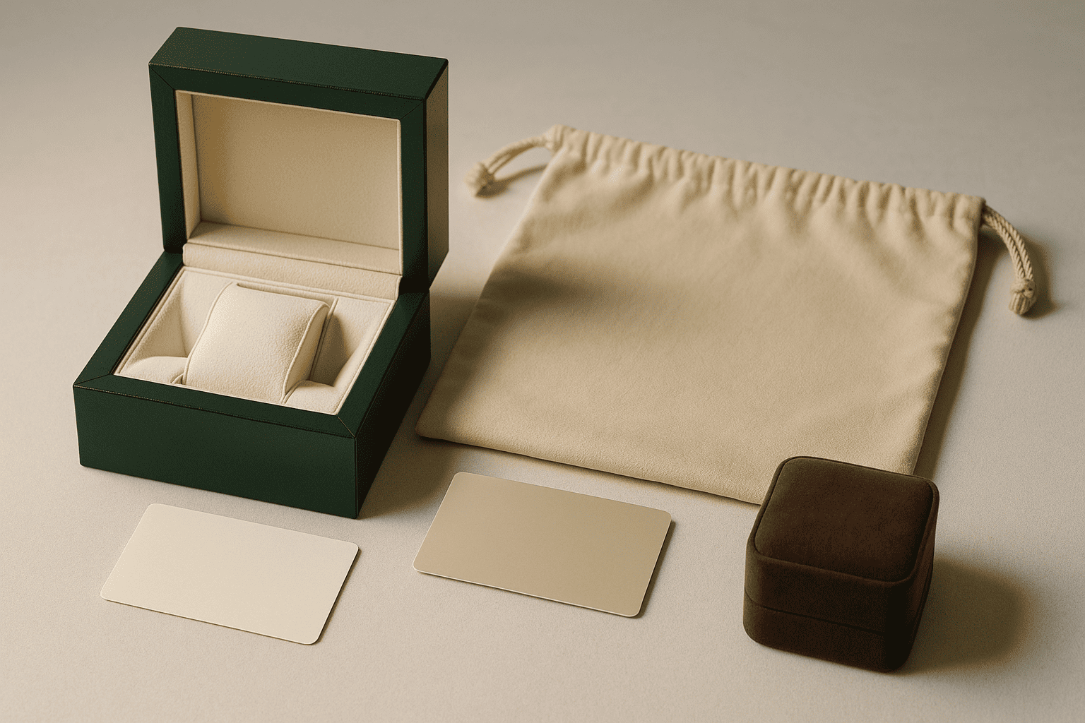 ブランド品の箱、保証書、保存袋などの付属品一式