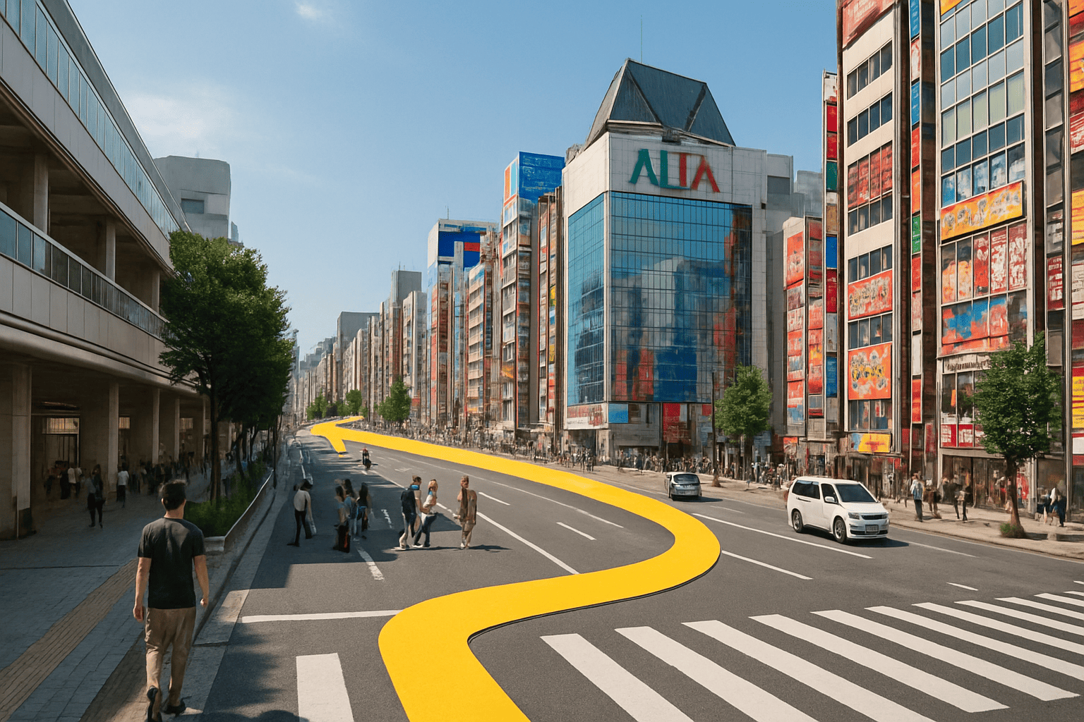 新宿駅東口の風景からウォッチニアン買取専門店 新宿東口店へ向かう人の流れを示すイメージ