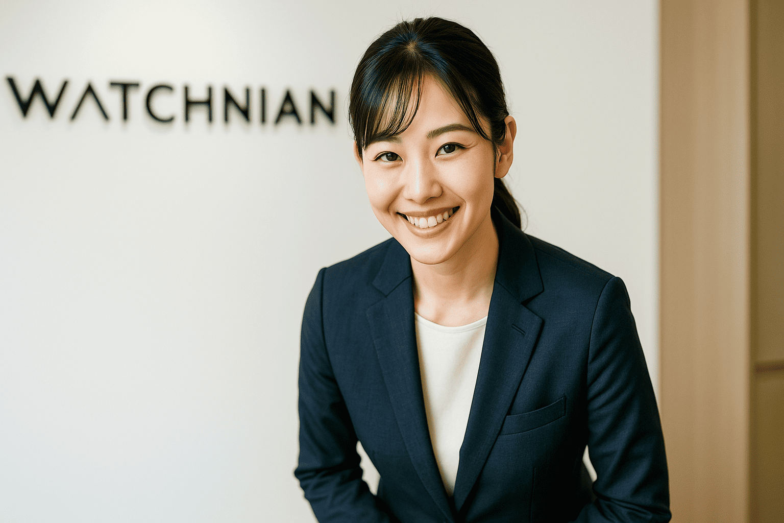 ウォッチニアン買取専門店のスタッフがお客様に丁寧にお辞儀をしている、アフターフォローや信頼関係をイメージさせるシーン。